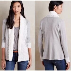 Anthropologie Saturday Sunday Ambrose Sherpa Knit Cardigan Gray Size S Pockets